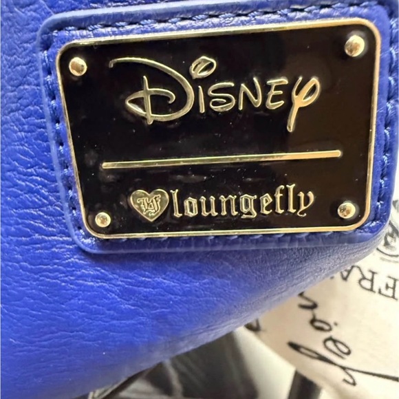Disney\'s Loungefly WINNIE Royal Blue Faux Leather Mini Backpack with Gold Plaque